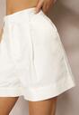 Białe Bermudy Szorty High Waist z Bawełny Tiamasa