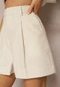 Beżowe Bermudy Szorty High Waist z Bawełny Tiamasa