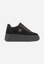 Sneakers Negri pe Platformă Uniformă cu Aplicație Discretă Tavea