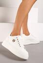 Sneakers Albi pe Platformă Uniformă cu Aplicație Discretă Tavea