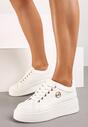 Sneakers Albi pe Platformă Uniformă cu Aplicație Discretă Tavea