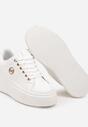 Sneakers Albi pe Platformă Uniformă cu Aplicație Discretă Tavea