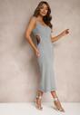 Rochie bleu deschis din bumbac cu bretele cu decupaje laterale cu șnururi Nestasarah
