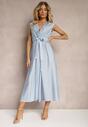 Rochie tip Plic Bleumarin cu Talie Elastică din Viscoză și Curea Suplimentară din Material Textil Hepvia