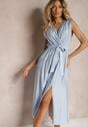 Rochie tip Plic Bleumarin cu Talie Elastică din Viscoză și Curea Suplimentară din Material Textil Hepvia