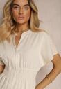 Rochie Bej cu Viscoză Stil Cămașă Cu Nasturi și Elastic în Talie Fuvlea