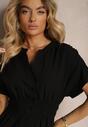 Rochie Neagră cu Vâscoză Croi Cloș Cămașă Nasturi Elastic în Talie Fuvlea