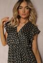 Rochie Neagră Tip Plic Cloș cu Elastic în Talie și Volan Tiamina