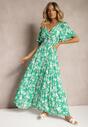 Rochie Verde Închis Tip Plic Maxi cu Elastic în Talie și Fundă la Spate Dangela