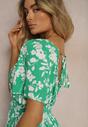 Rochie Verde Închis Tip Plic Maxi cu Elastic în Talie și Fundă la Spate Dangela