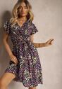Rochie Neagră-Roz din Viscoză cu Decolteu Înfășurat cu Elastic în Talie și Șnur Abrolea