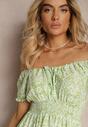 Rochie verde deschis Tiamarosa cu volan și elastic în talie cu cordon din material