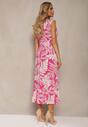 Rochie Fucsia Cloș din Viscoză cu Elastic în Talie și Decolteu Triunghiular Ilnesta