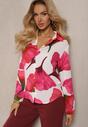 Cămașă clasică alb-fucsia cu motiv floral Mirtilla