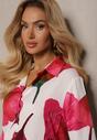 Cămașă clasică alb-fucsia cu motiv floral Mirtilla