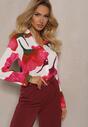 Cămașă clasică alb-fucsia cu motiv floral Mirtilla