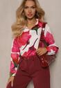 Cămașă clasică alb-fucsia cu motiv floral Mirtilla