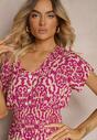Rochie Mov din Bumbac cu Decolteu Triunghiular și Elastic în Talie cu Butoni Lavlea