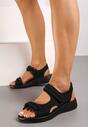 Sandale Sport Negre cu Talpă Joasă cu Velcro Împodobite cu Perforare Tesianne