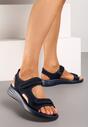 Sandale Sport Bleumarin cu Talpă Joasă cu Velcro Ornamente Perforate Tesianne