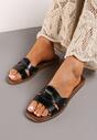 Clapete Negre Casual Din Piele cu Barete Decorative Dimittria