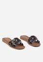 Clapete Negre Casual Din Piele cu Barete Decorative Dimittria