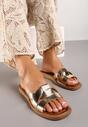 Sandale Aurii Casual Piele Plate cu Barete Decorative Dimittria