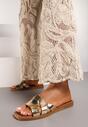 Sandale Aurii Casual Piele Plate cu Barete Decorative Dimittria