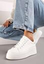 Biało-Beżowe Basicowe Sneakersy na Platformie Tiaeliana