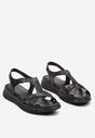 Negre Casual Sandale cu Talpă Joasă cu Barete Decorative cu Închidere Velcro Risandi