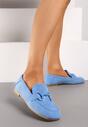 Mocasini bleumarin plat cu cataramă Chrisstelle