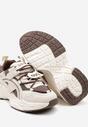 Beżowo-Brązowe Sneakersy na Tłoczonej Platformie z Ozdobnym Sznurowaniem i Wstawkami Dimtti