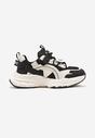 Sneakerși Negru-Bej pe Platformă Imprimeu cu Șiret și Inserții Dimtti