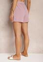 Lilă Deschis Pantaloni Scurți Bermuda Talie Înaltă Elastic Bandă Material Talie Renetta