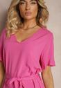 Rochie fuchsia clos cu volane și curea din material Dimrias