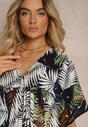 Rochie Albastru-Marină Cloș cu Volan și Decolteu Triunghiular Tiamaya