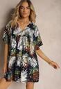Rochie Albastru-Marină Cloș cu Volan și Decolteu Triunghiular Tiamaya
