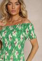 Rochie Verde Clos Spaniegola cu Elastic in Talie cu Flori Nametris