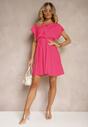 Rochie Fuchsia cu Cordon în Talie și Volan Tiamari