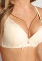 Sutien push-up bej deschis cu lanț și cristal Brinanna