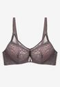 Sutien push-up gri-roz cu dantelă decorat cu aplicație metalică Arissta