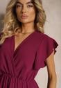 Rochie bordo cu decolteu triunghiular cu elastic în talie cu croi plisat Doetta