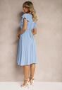Rochie bleu deschis cu decolteu triunghiular cu elastic în talie cu croi plisat Doetta