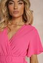 Rochie Fucsia Pliată cu Curea și Decolteu Tip Petrecere Azaleea