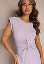 Rochie Violetă Cu Pliuri Crăpătură și Imitatie de Nod Tesalina