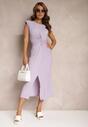 Rochie Violetă Cu Pliuri Crăpătură și Imitatie de Nod Tesalina
