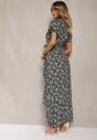 Rochie înveleopată din bumbac cu print floral Risalline în nuanțe de grenadă și galben cu cordon în talie