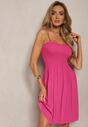 Rochie fucsia din bumbac cu bretele cu croială evazată cu top cu pliuri Christten
