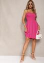 Rochie fucsia din bumbac cu bretele cu croială evazată cu top cu pliuri Christten