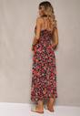 Rochie Neagră-Portocalie Tip Plic din Bumbac cu Imprimeu Floral pe Bretele Rissanda
